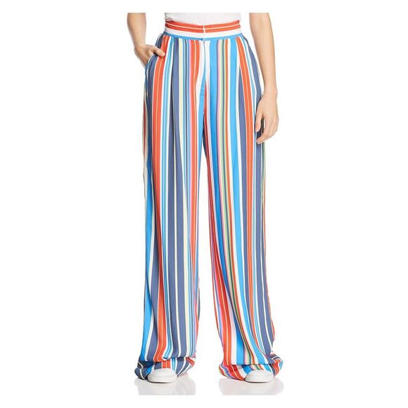 PERSEVERANCE Pants - PERSEVERANCE Womens Red Striped Wide Leg Pants Size: 8
